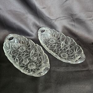 Set of Indiana Glass Circa 30's Lily Pons Clear Pickle Relish Dish